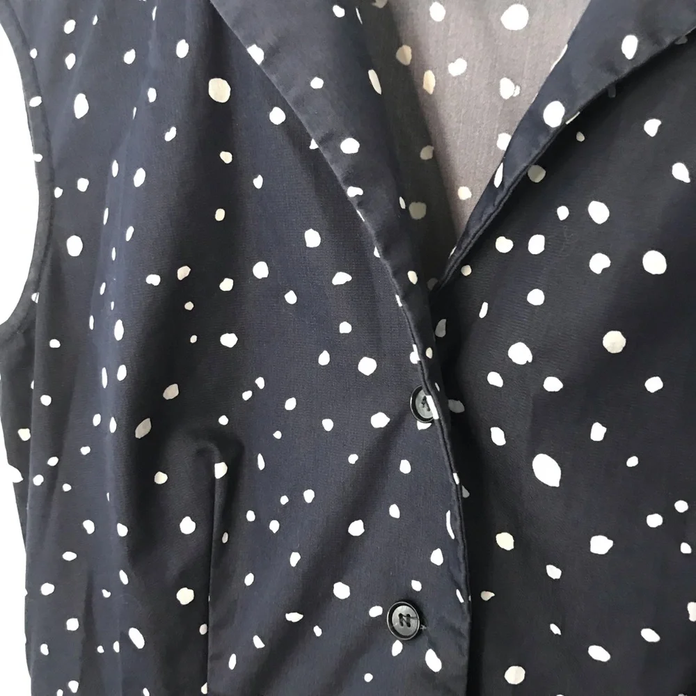 Ann Taylor Blue White Cotton Stretch Polka Dot Shirt Dress - Picture 2 of 4